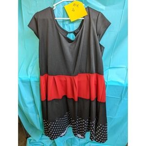 R&K Dress with Colorblocked Tiered Skirt 2X